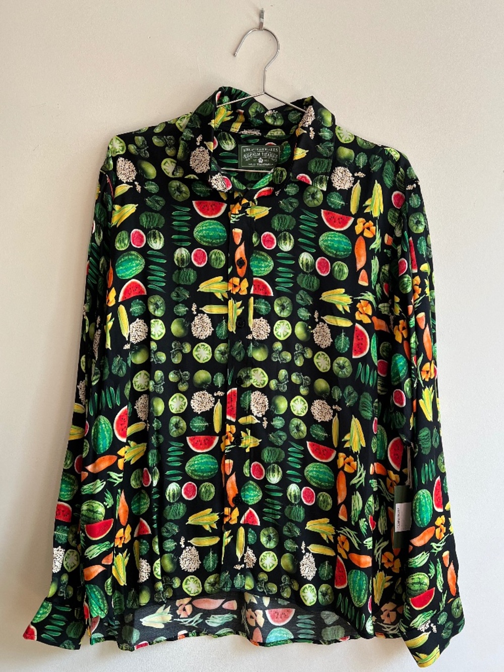 Denim Tears Kiss My Grits Fruit Print Casual Button Down Men's Small